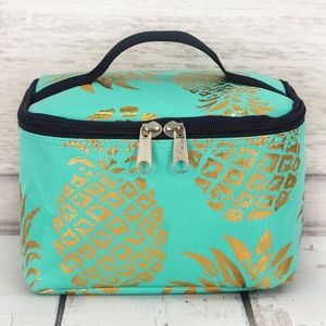Cosmetic Case Metallic Gold Pineapple! NWT